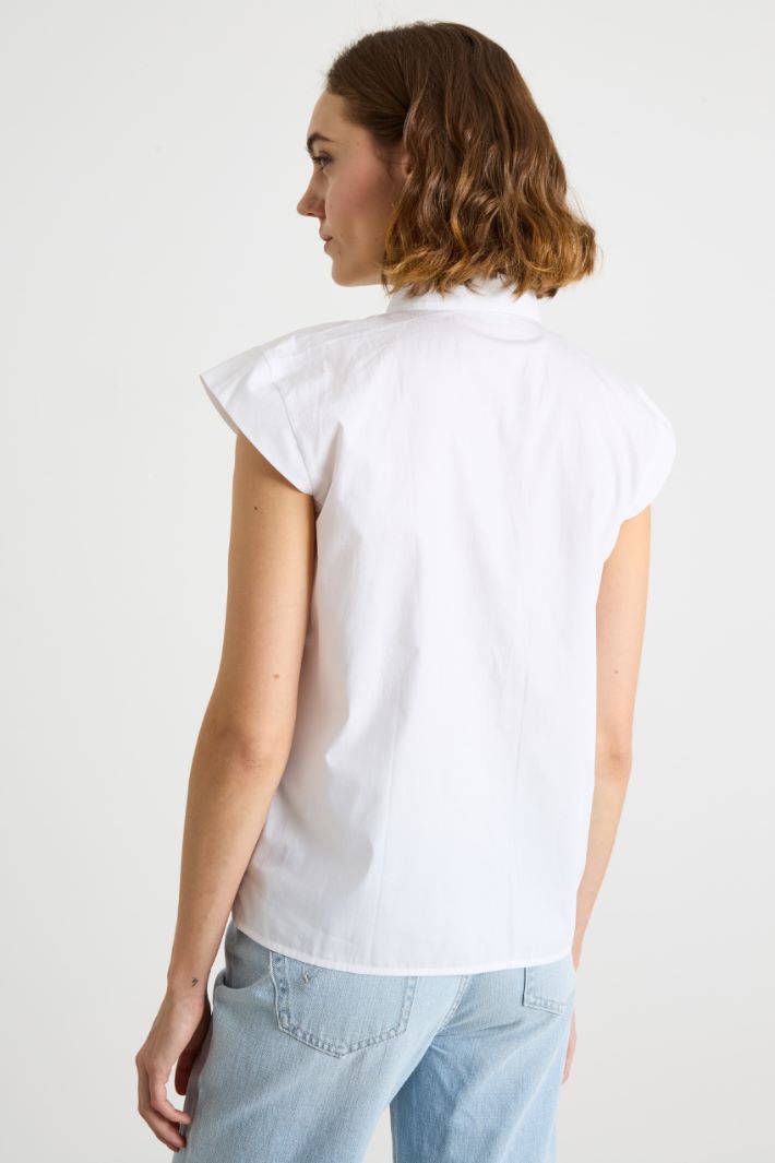 Poplin shirt with cap sleeves Intrend - 4