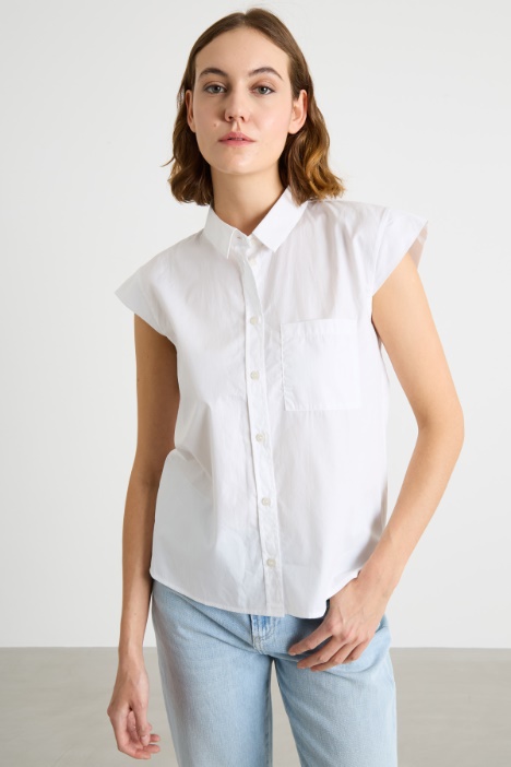 Poplin shirt with cap sleeves Intrend