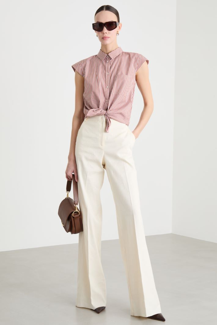 Poplin shirt with cap sleeves Intrend