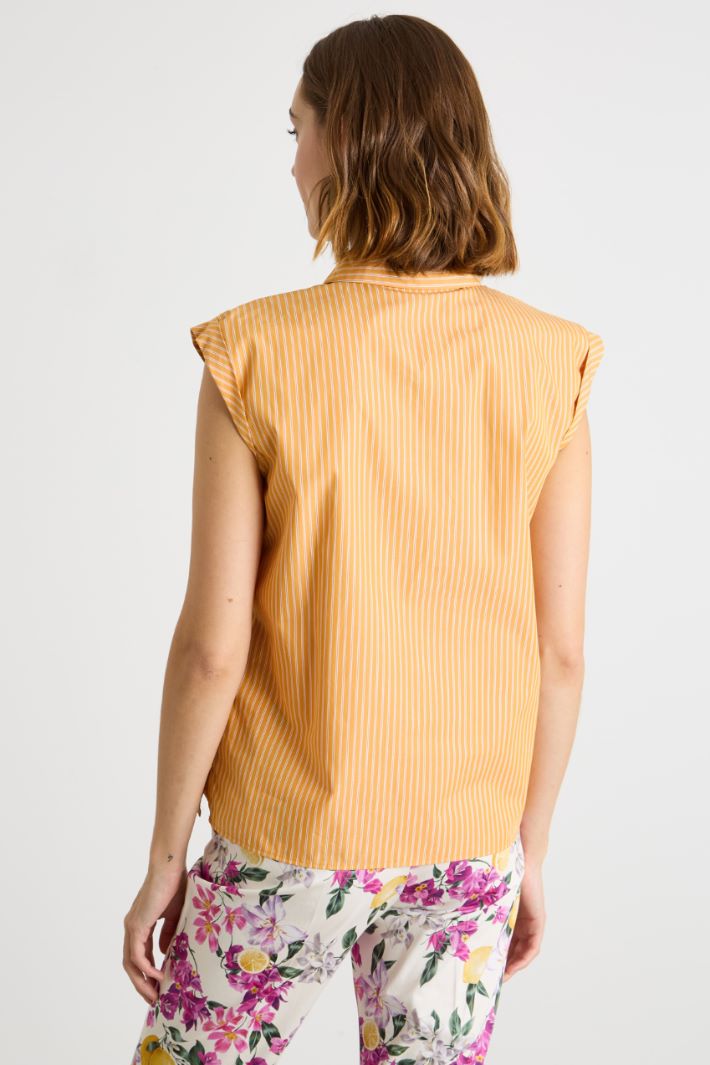 Poplin shirt with cap sleeves Intrend - 4