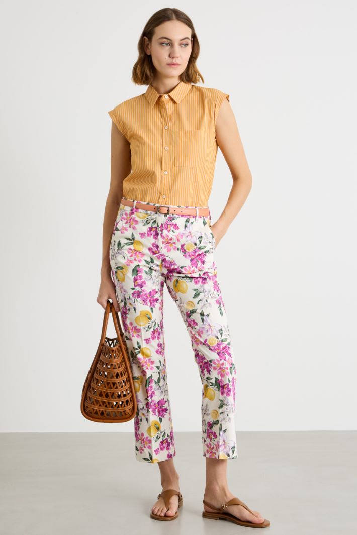 Poplin shirt with cap sleeves Intrend