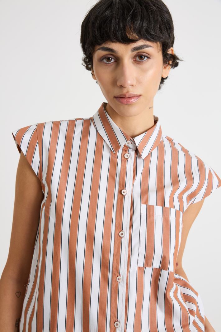 Poplin shirt with cap sleeves Intrend - 3