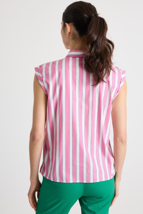 Camicia in popeline con maniche ad aletta