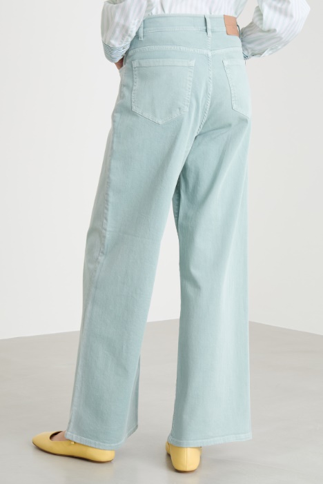 Pantalone wide leg in drill