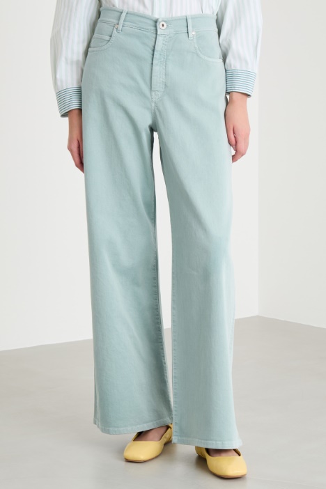 Pantalone wide leg in drill