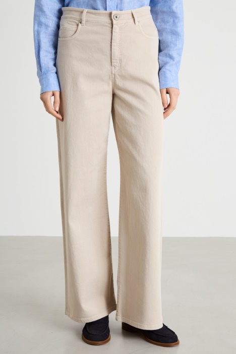 Pantalone wide leg in drill