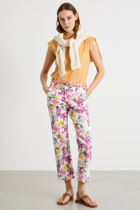 Cropped straight-fit satin trousers Intrend