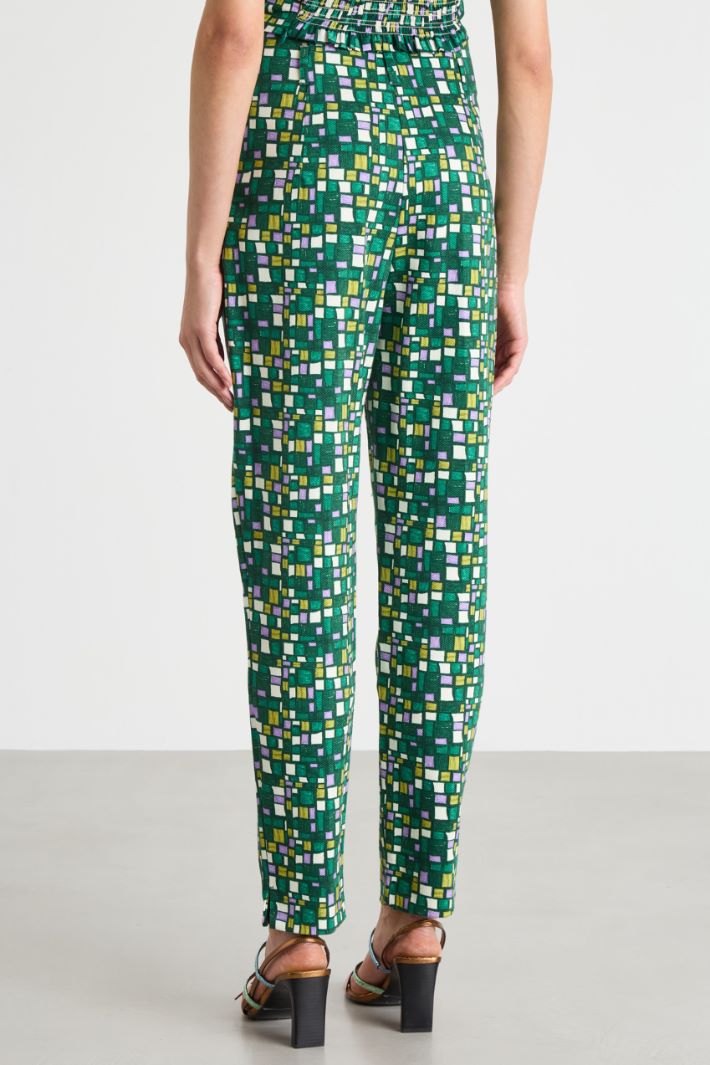 Printed stretch-cotton trousers Intrend - 4