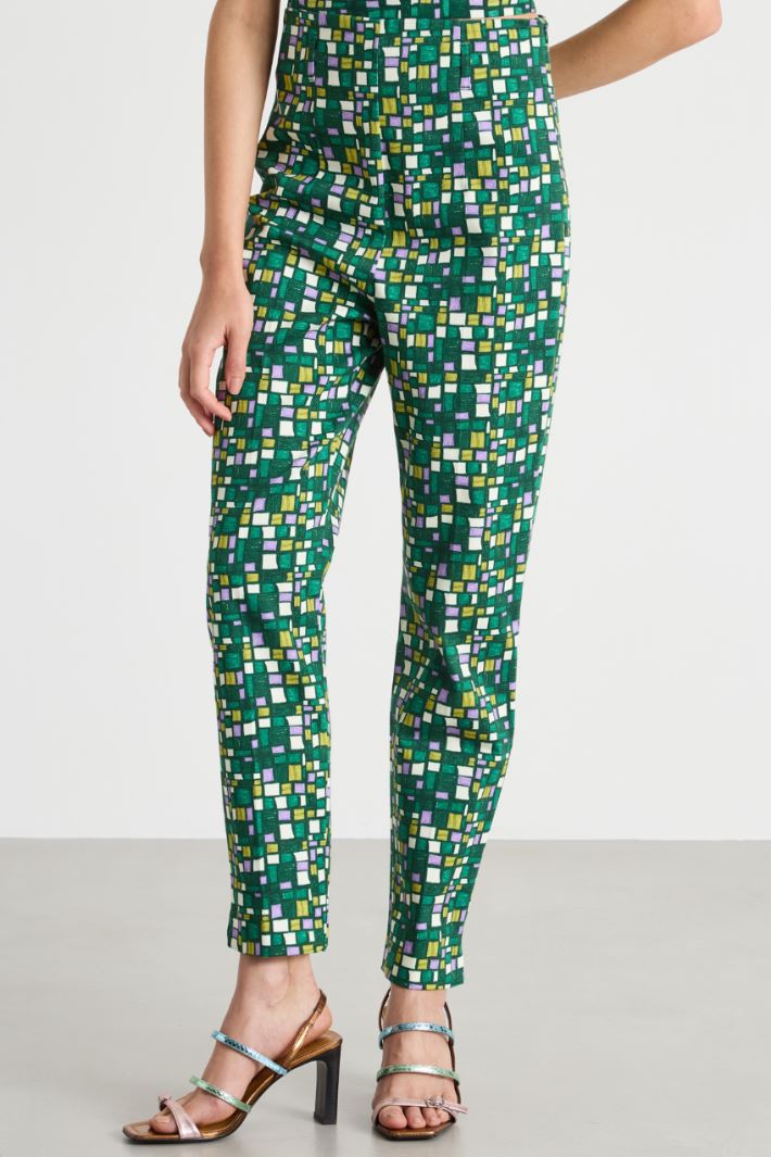 Printed stretch-cotton trousers Intrend - 2