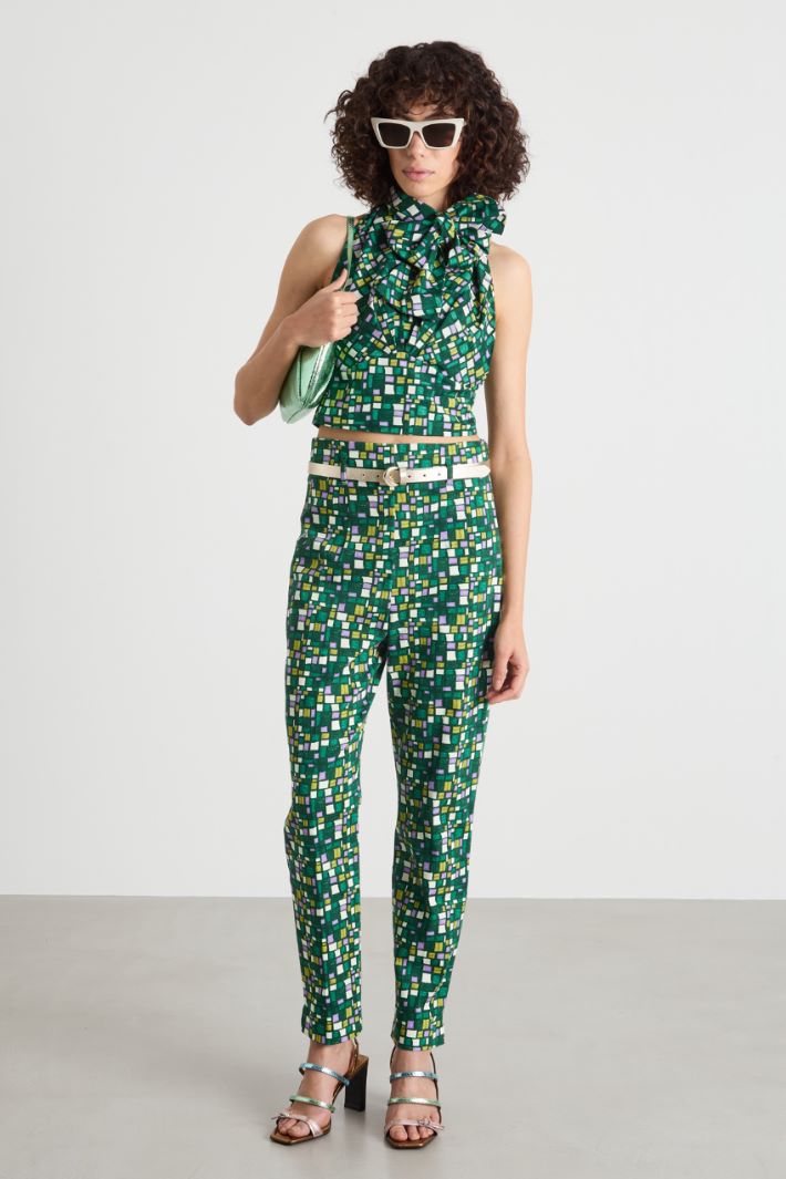 Printed stretch-cotton trousers Intrend