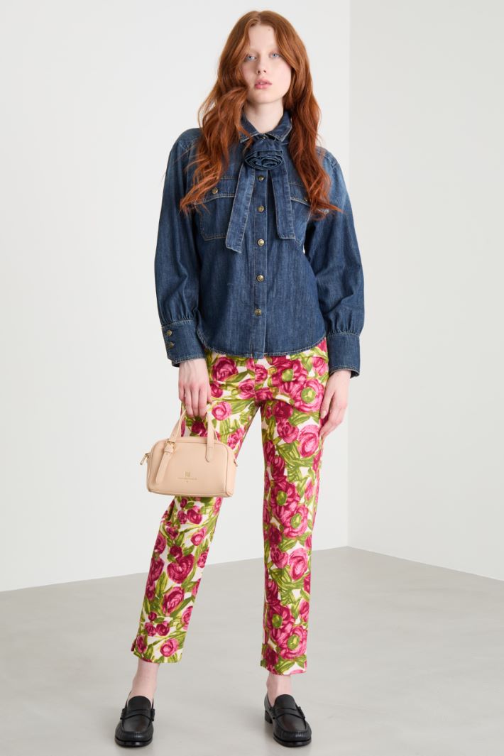 Printed stretch-cotton trousers Intrend