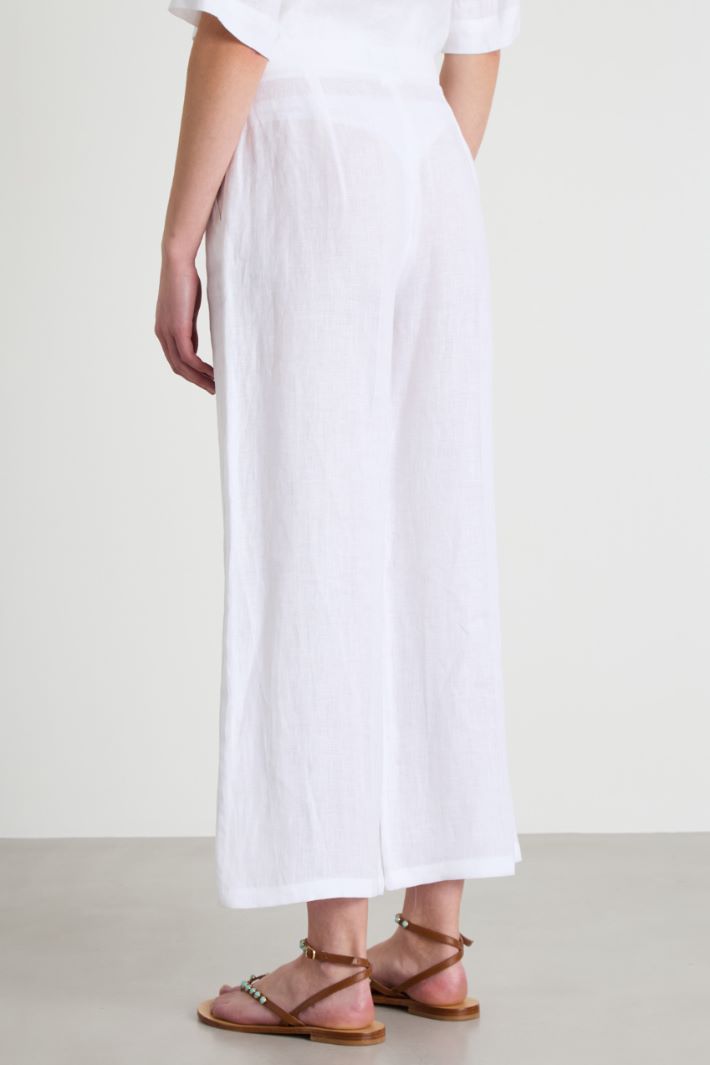 Wide-leg linen canvas trousers Intrend - 4