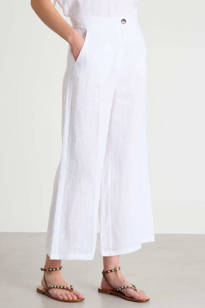 Wide-leg linen canvas trousers Intrend - 2