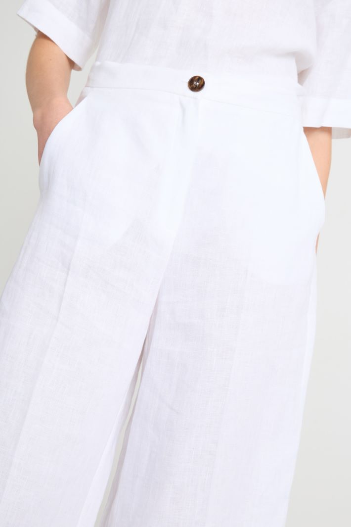 Wide-leg linen canvas trousers Intrend - 3