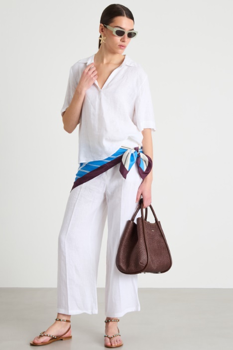 Wide-leg linen canvas trousers Intrend
