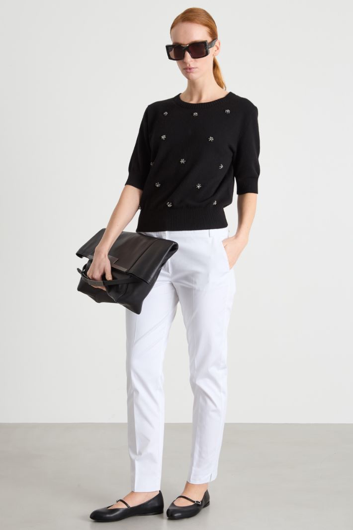 Stretch satin chino trousers Intrend