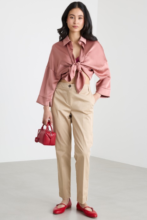 Stretch satin chino trousers Intrend