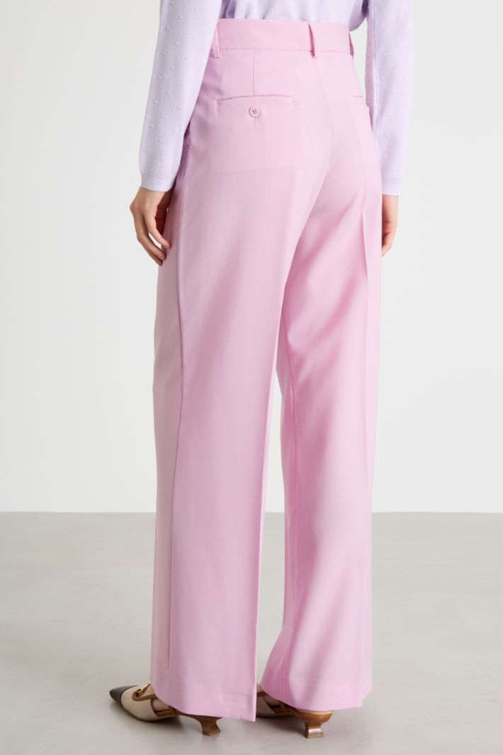 Wide-leg wool canvas trousers Intrend - 4