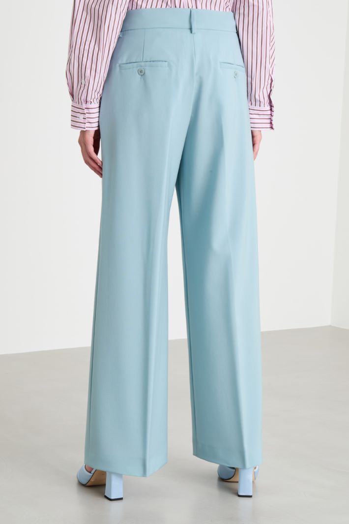 Wide-leg wool canvas trousers Intrend - 4