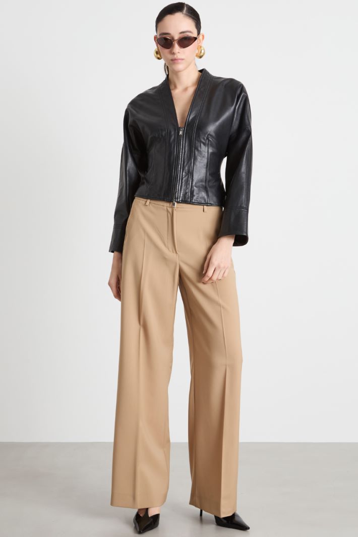 Wide-leg wool canvas trousers Intrend