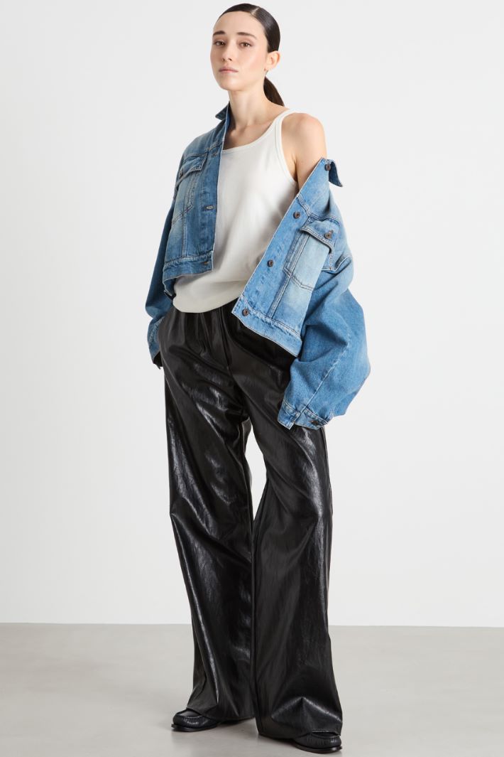 Coated fabric palazzo trousers Intrend