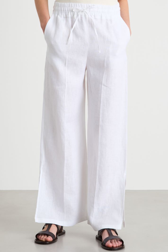 Wide-leg pure linen trousers Intrend - 2