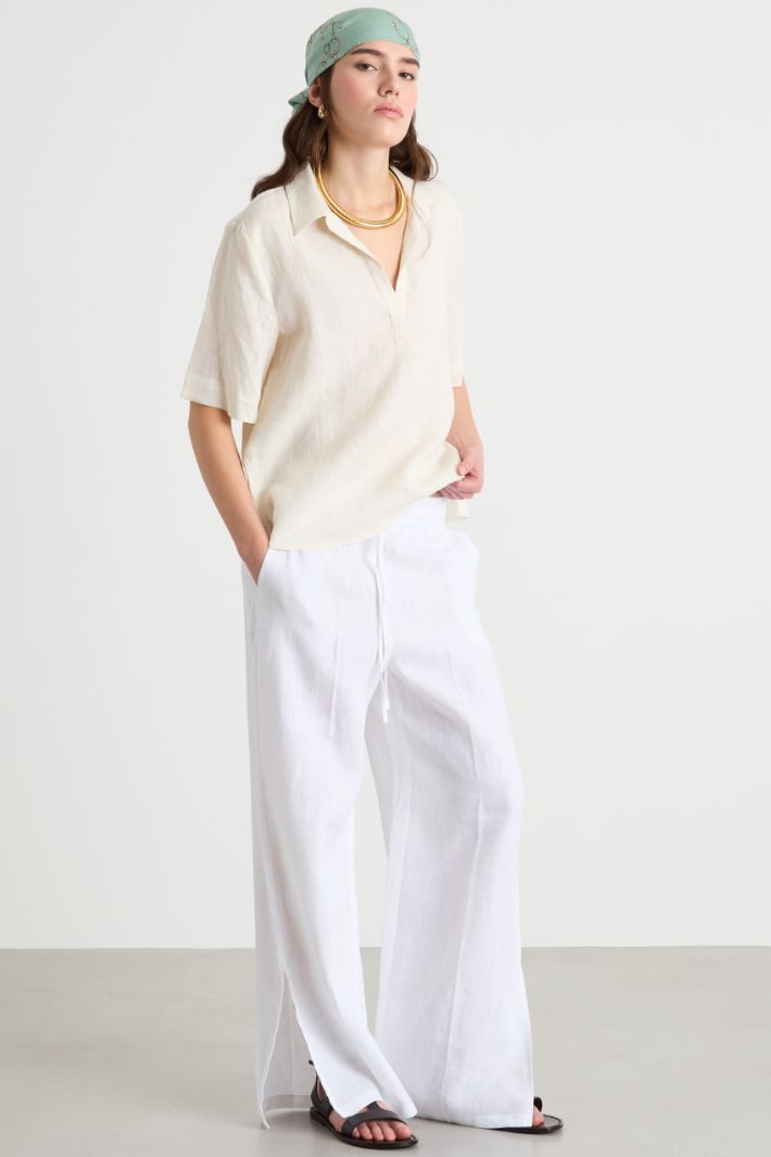 Wide-leg pure linen trousers Intrend