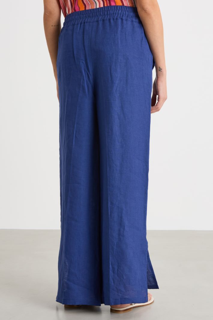 Wide-leg pure linen trousers Intrend - 4