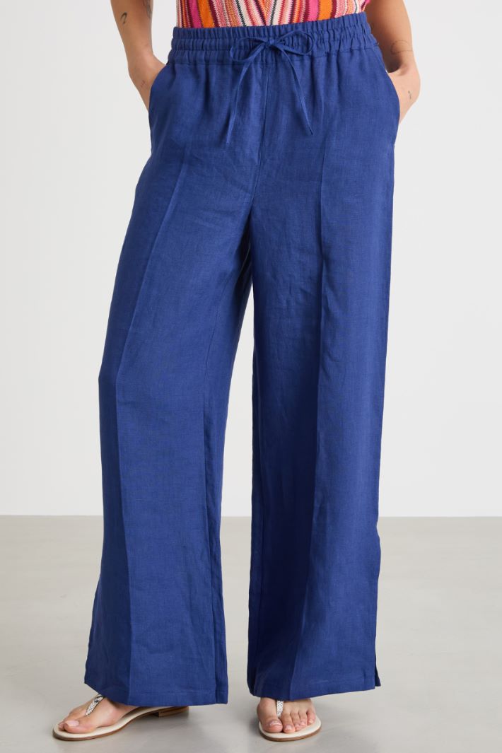 Wide-leg pure linen trousers Intrend - 2