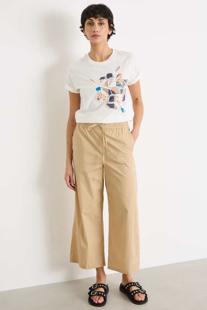 Wide-leg poplin trousers Intrend