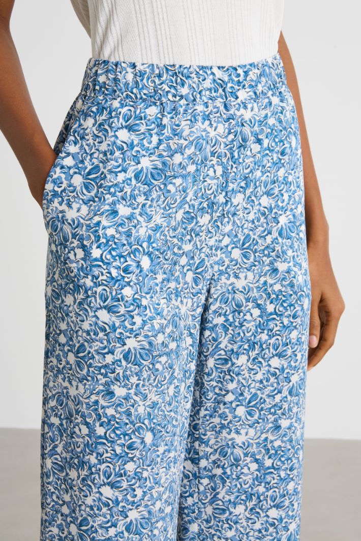 Printed crepe de chine trousers Intrend - 3