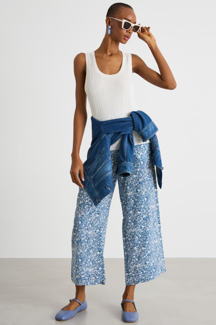 Printed crepe de chine trousers Intrend