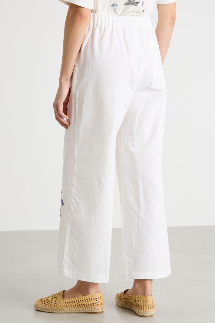 Wide-leg embroidered canvas trousers Intrend - 4