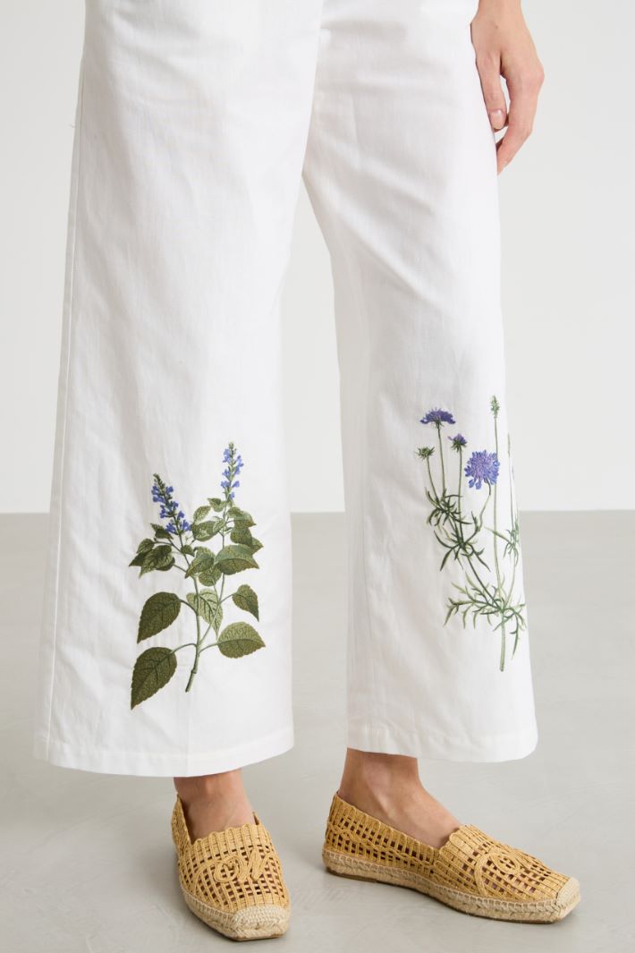 Wide-leg embroidered canvas trousers Intrend - 3