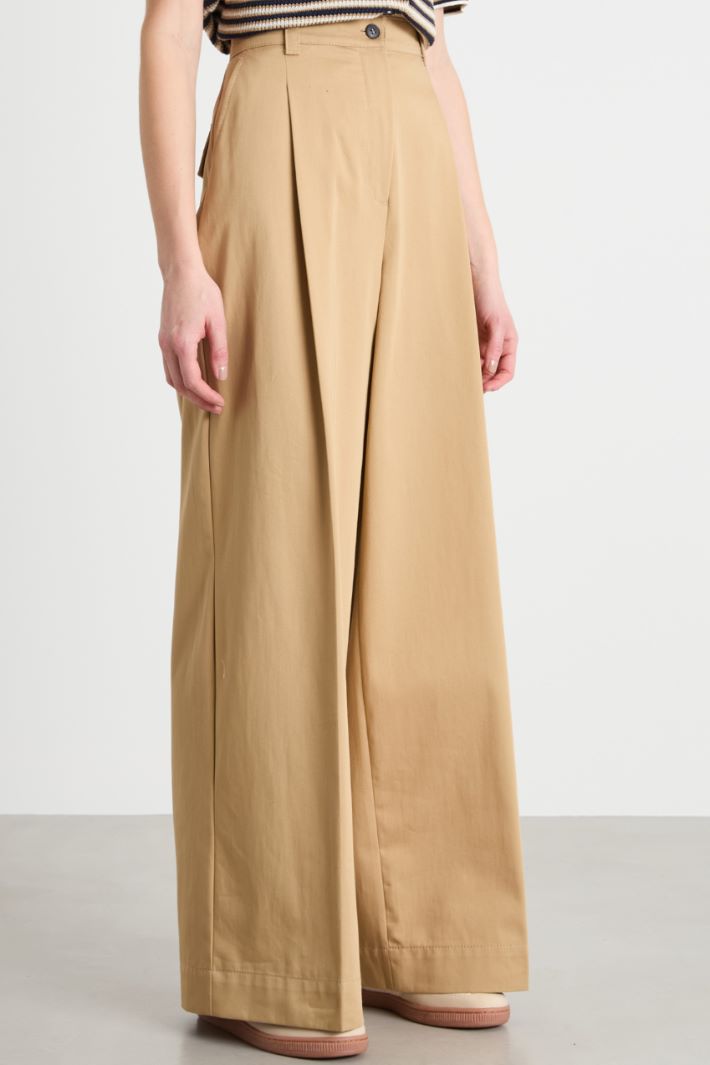 Wide-leg cotton gabardine trousers Intrend - 2