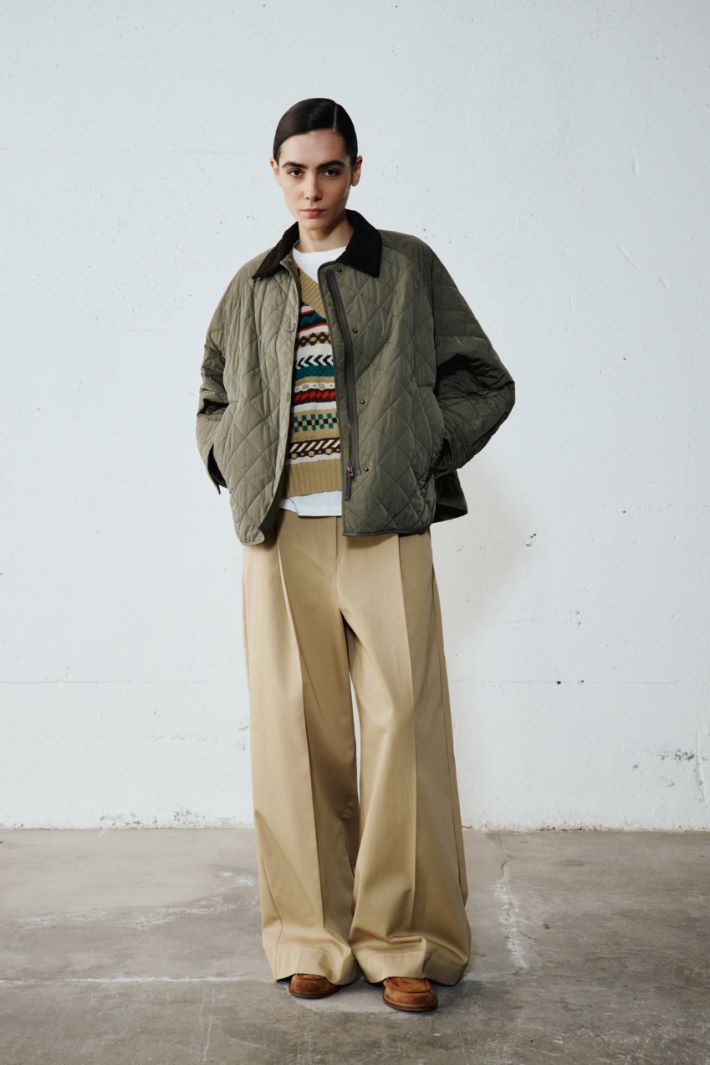 Wide-leg cotton gabardine trousers Intrend - 5