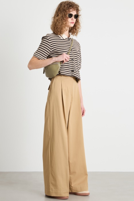 Wide-leg cotton gabardine trousers Intrend