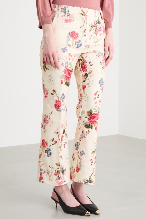 Pantalón de tejido panamá estampado