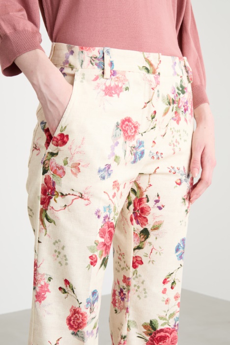 Pantalón de tejido panamá estampado