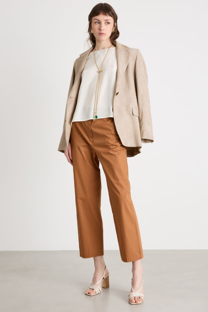 Pantalone dritto in popeline Intrend