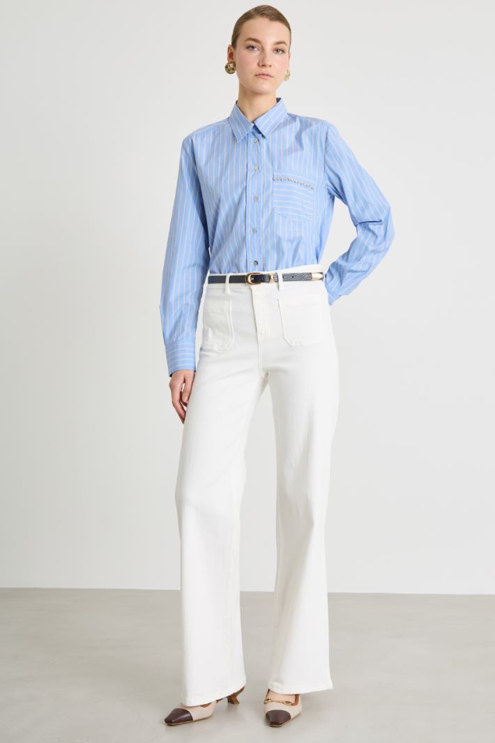 Patch-Pocket Stretch Gabardine Trousers Intrend