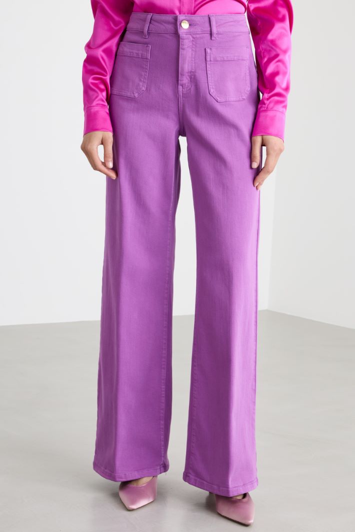 Patch-Pocket Stretch Gabardine Trousers Intrend - 2