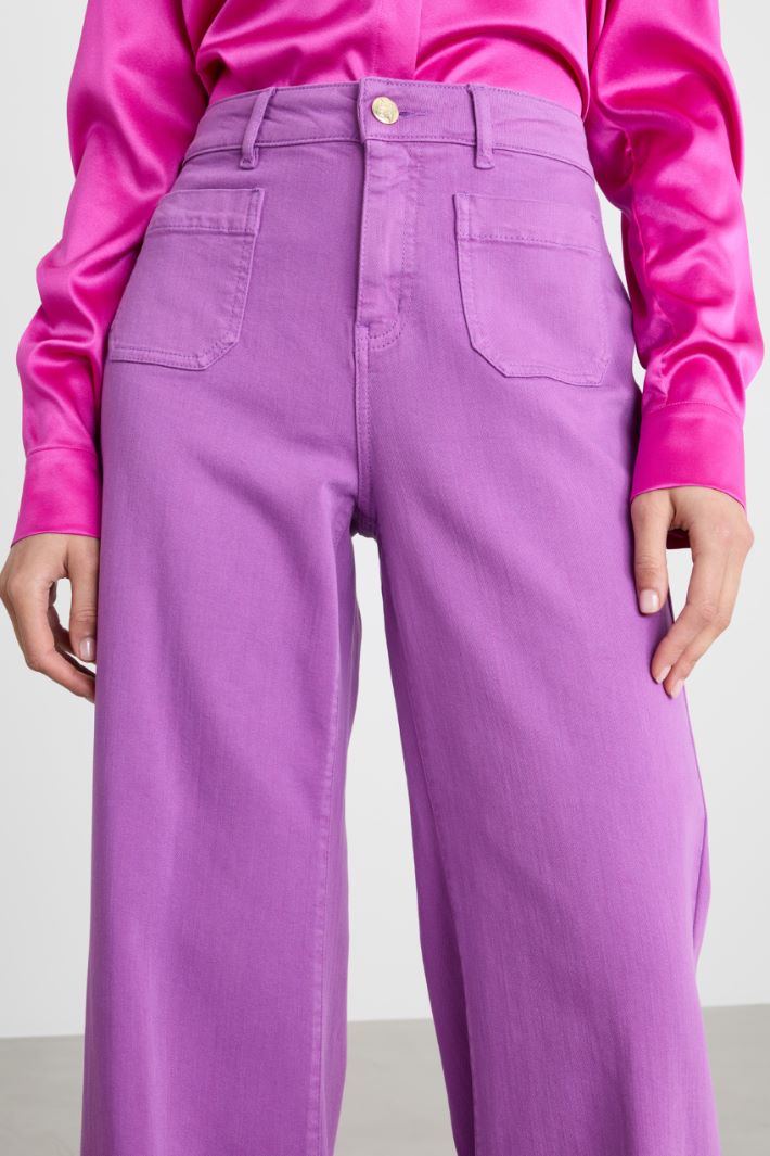 Patch-Pocket Stretch Gabardine Trousers Intrend - 3