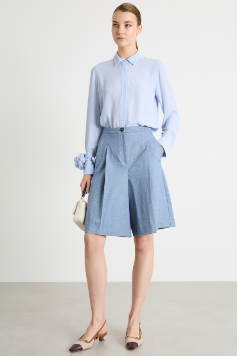 Flared Pleated Bermuda Shorts Intrend