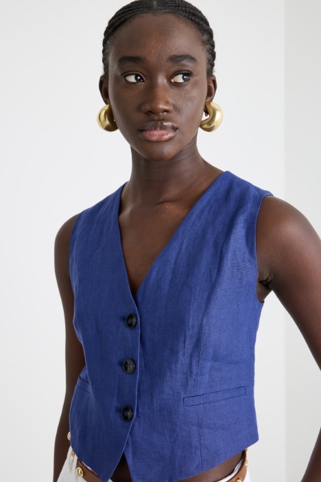 Chaleco entallado de lino