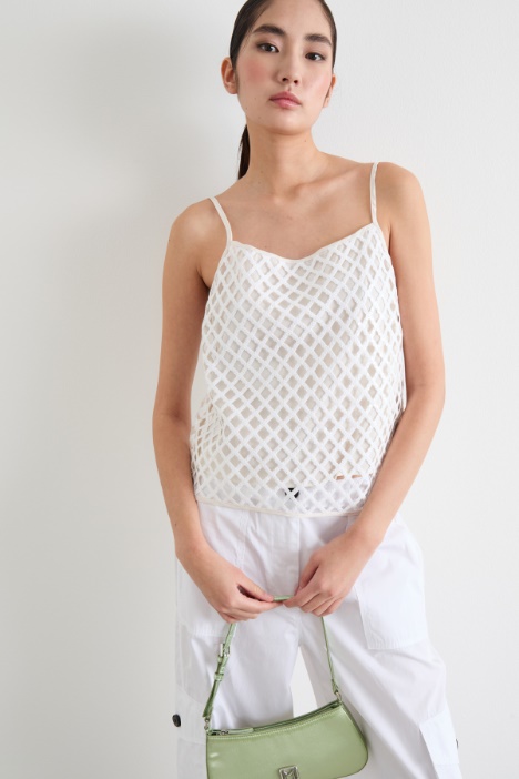 Sequin-embroidered mesh top Intrend