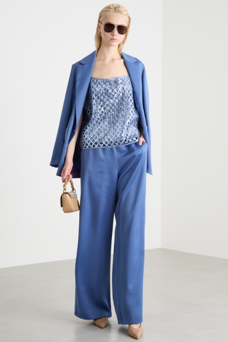 Sequin-embroidered mesh top Intrend