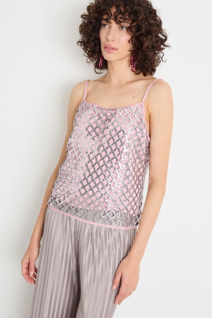 Sequin-embroidered mesh top Intrend - 2