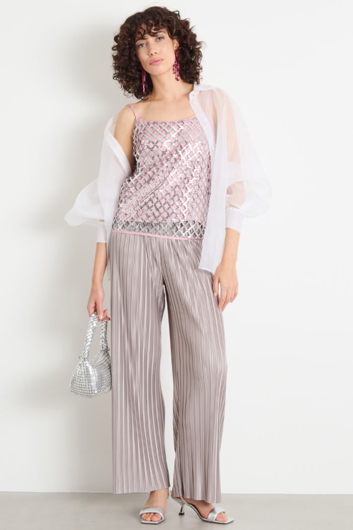 Sequin-embroidered mesh top Intrend