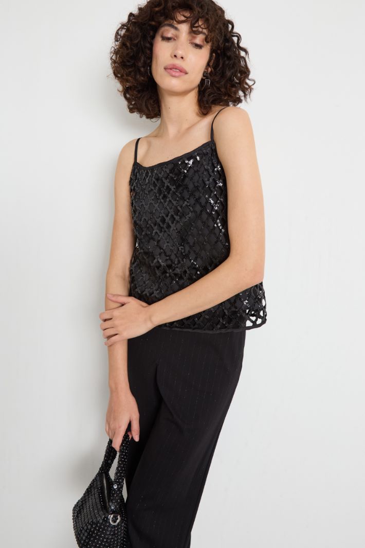Sequin-embroidered mesh top Intrend - 2